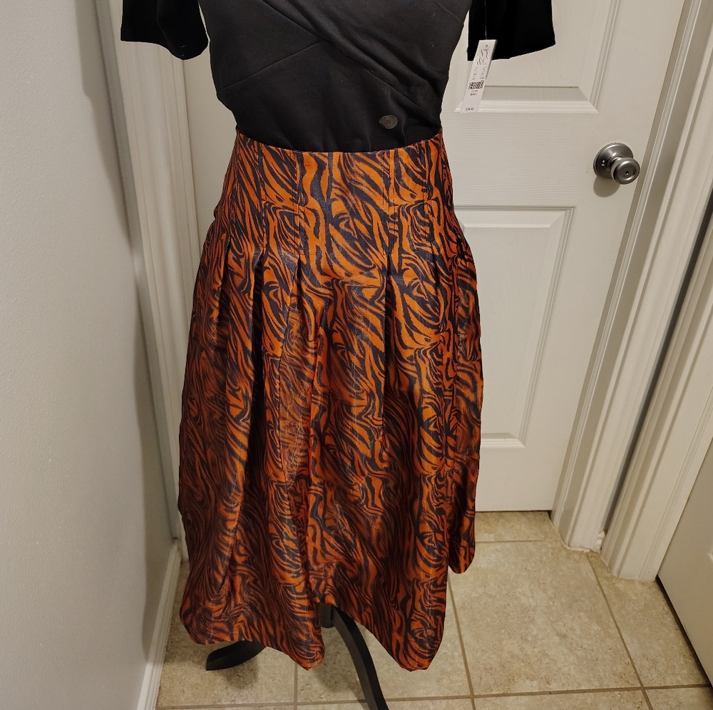 New York & Company Tiger Stripe Midi Skirt